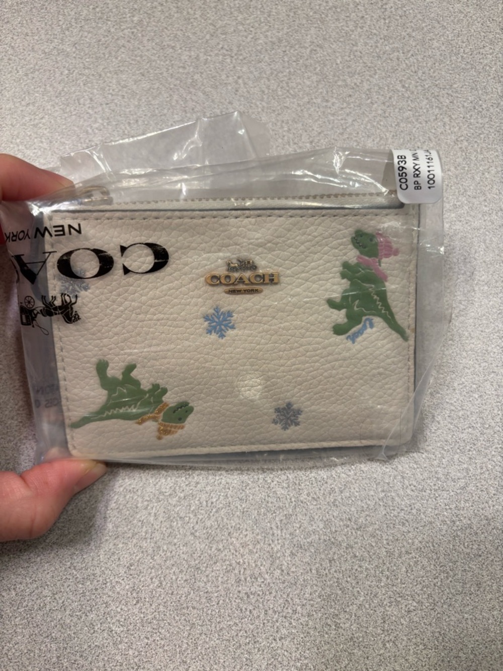 Coach Ivory Pebbled Leather Card Holder with Window